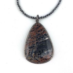 Large stone pave diamond necklace